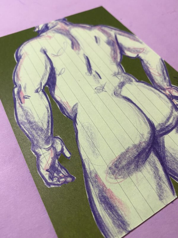 Portrait drawing of muscular naked man by Berlin artist Paul Astor