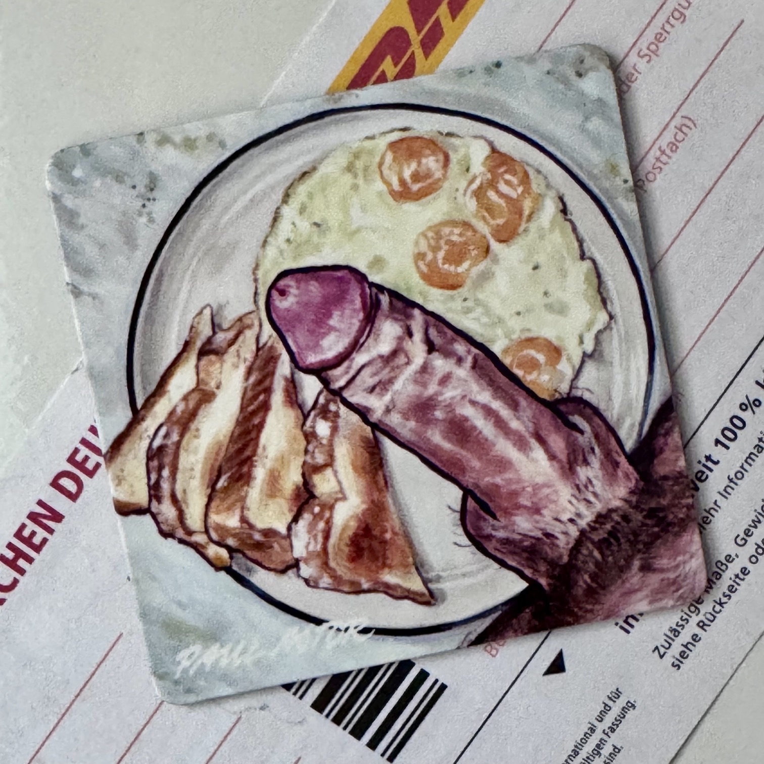 Sunny Side up_Sweet Memories 2 by Paul Astor Match Game_Fridge Magnet_21 Fridge Magnet showing a penis illustration by Paul Astor